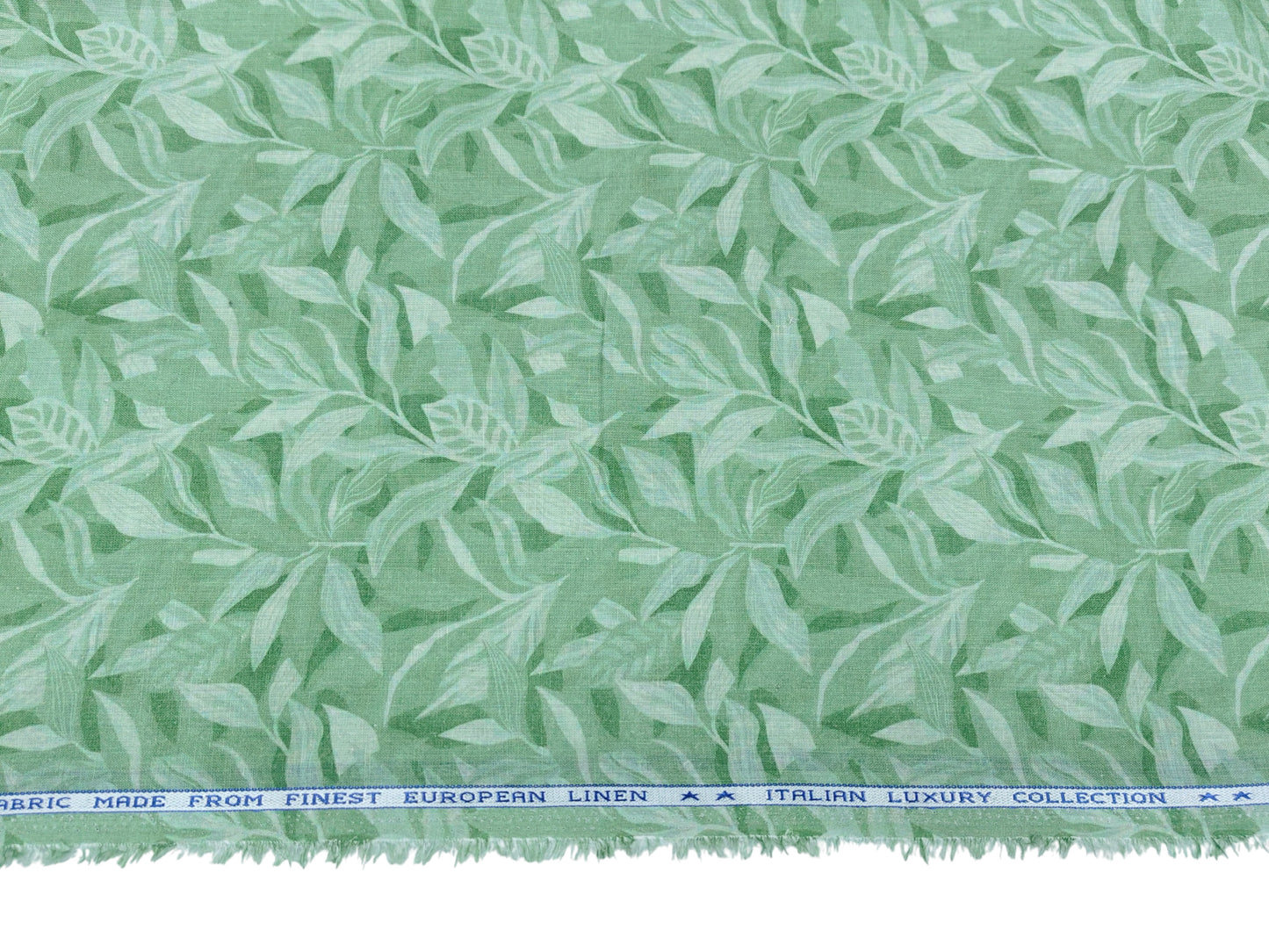 Italian Luxury Collection 100% Pure Linen 70 Lea Shirting Fabric (Green, Printed)