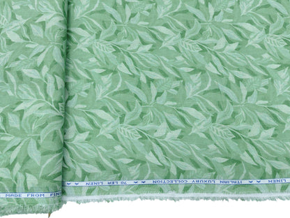 Italian Luxury Collection 100% Pure Linen 70 Lea Shirting Fabric (Green, Printed)