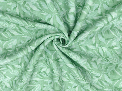 Italian Luxury Collection 100% Pure Linen 70 Lea Shirting Fabric (Green, Printed)