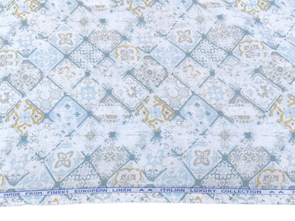 Italian Luxury Collection 100% Pure Linen 70 Lea Shirting Fabric (Multicolour, Printed)