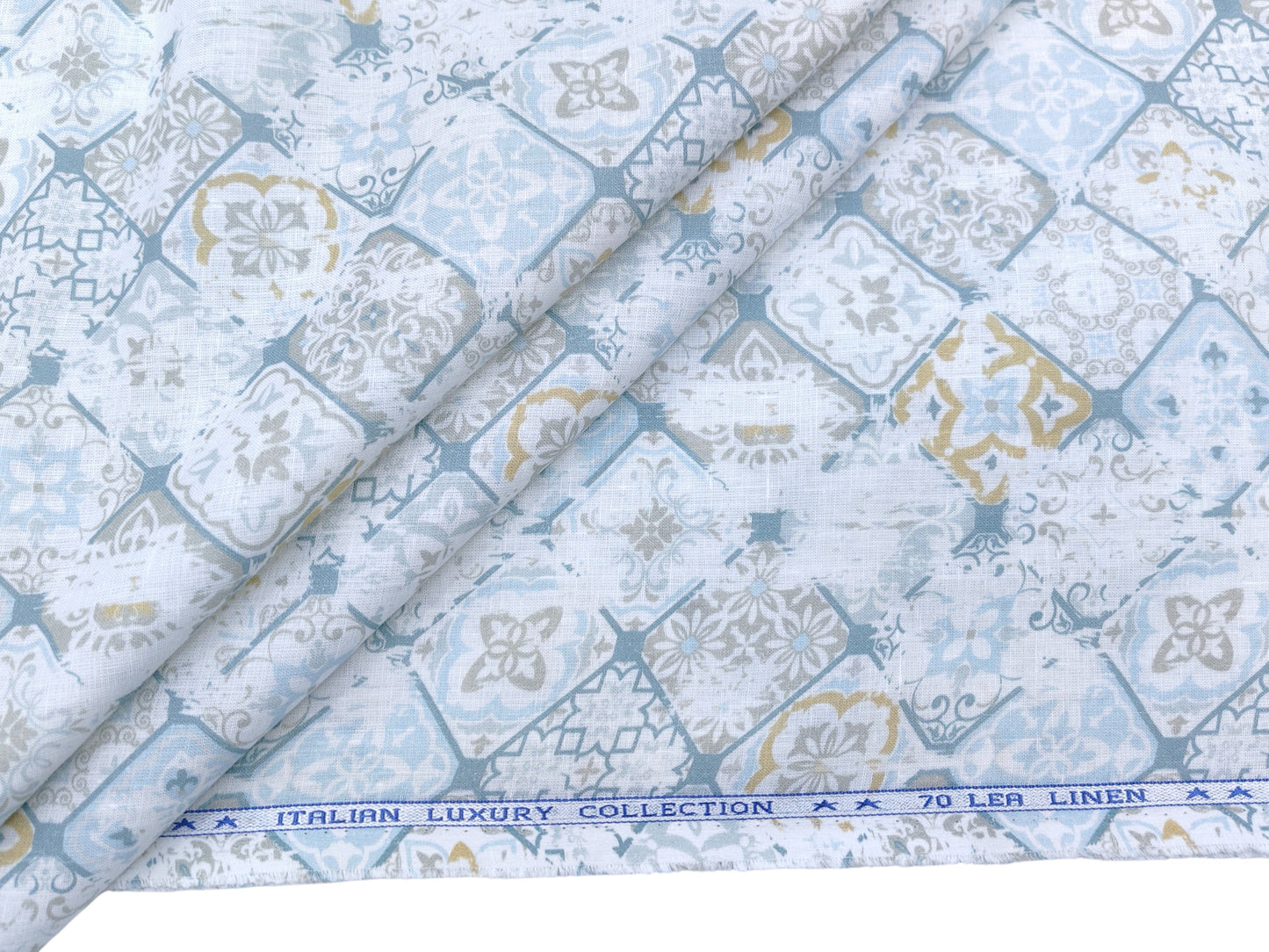 Italian Luxury Collection 100% Pure Linen 70 Lea Shirting Fabric (Multicolour, Printed)