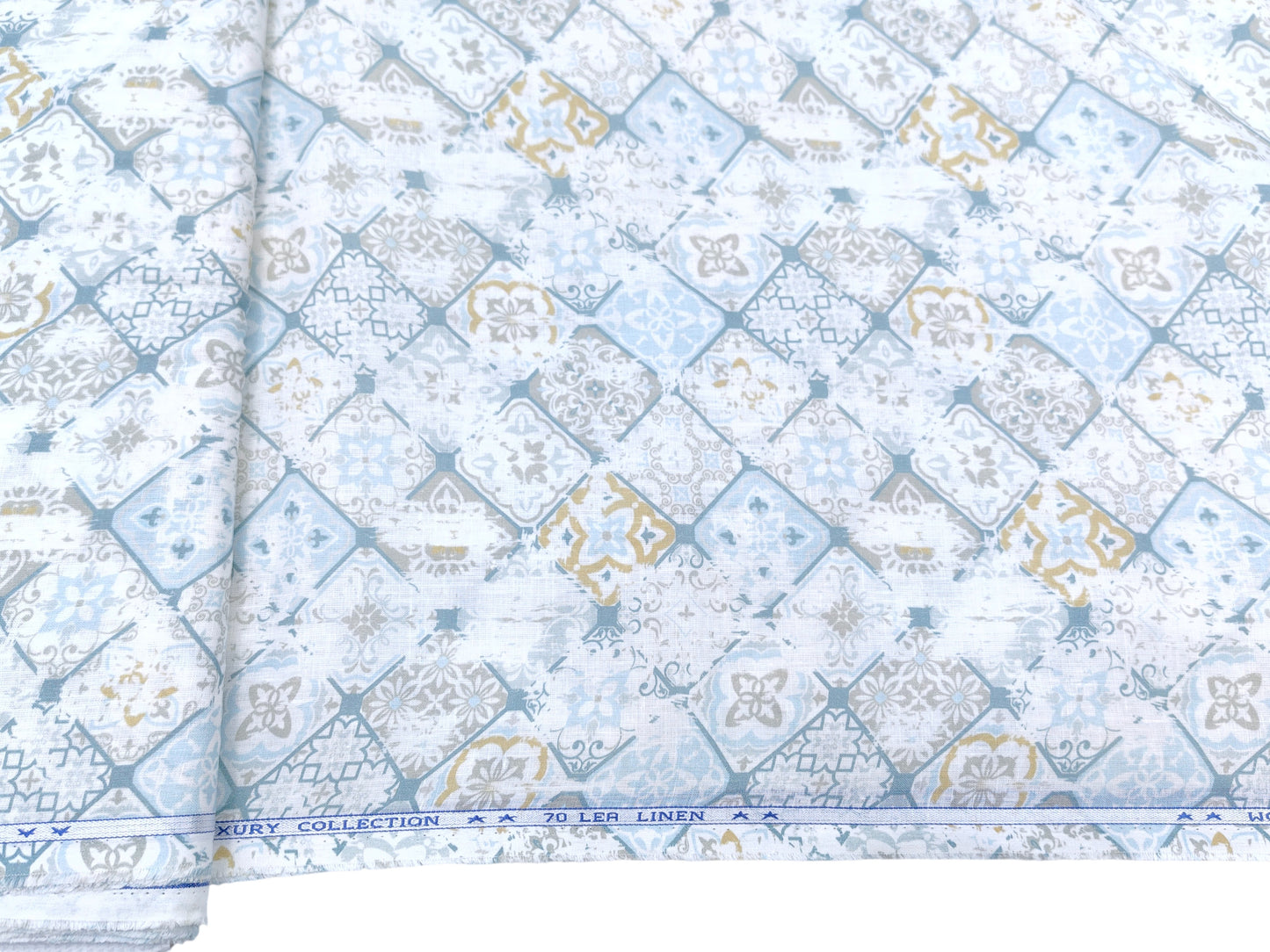 Italian Luxury Collection 100% Pure Linen 70 Lea Shirting Fabric (Multicolour, Printed)