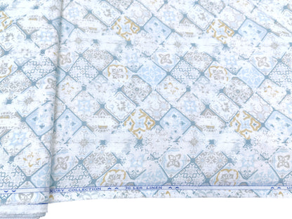 Italian Luxury Collection 100% Pure Linen 70 Lea Shirting Fabric (Multicolour, Printed)