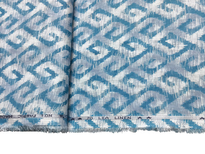 Italian Luxury Collection 100% Pure Linen 70 Lea Shirting Fabric (Blue Printed)