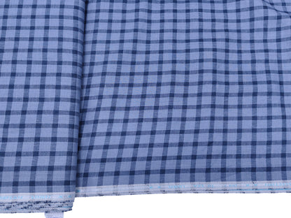 Italian Luxury Collection 100% Pure Linen 70 Lea Shirting Fabric (Blue, Checks)