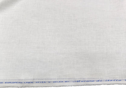 Murano Di Italia 100% Pure Linen 40 Lea Shirting Fabric (White, Plain)