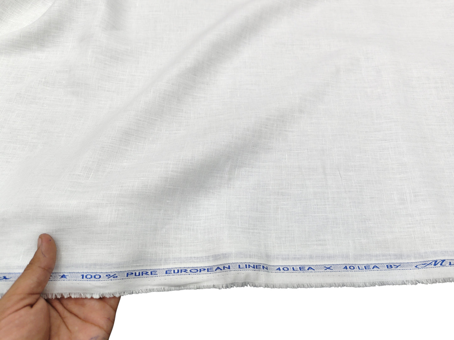 Murano Di Italia 100% Pure Linen 40 Lea Shirting Fabric (White, Plain)