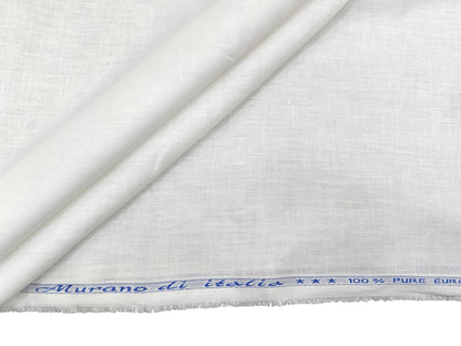 Murano Di Italia 100% Pure Linen 40 Lea Shirting Fabric (White, Plain)