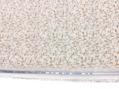 Italian Luxury Collection 100% Pure Linen 60 Lea Shirting Fabric (White, Printed)