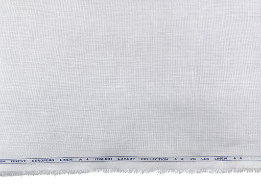 Italian Luxury Collection 100% Pure Linen 70 Lea Shirting Fabric (White Dobby Design)