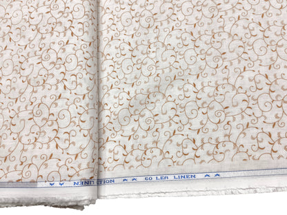 Italian Luxury Collection 100% Pure Linen 60 Lea Shirting Fabric (White, Printed)