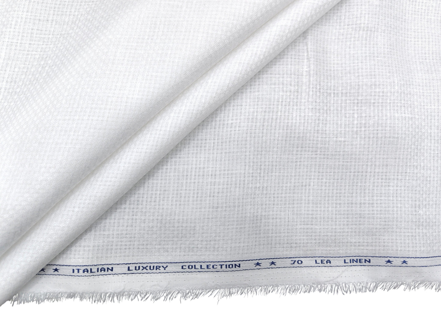 Italian Luxury Collection 100% Pure Linen 70 Lea Shirting Fabric (White Dobby Design)