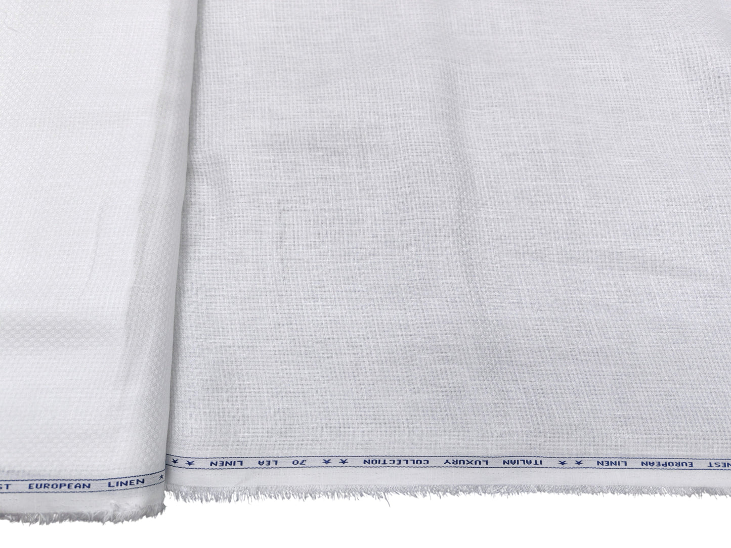 Italian Luxury Collection 100% Pure Linen 70 Lea Shirting Fabric (White Dobby Design)