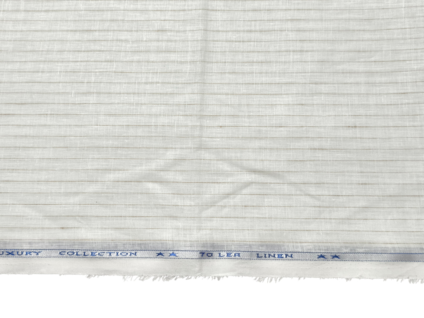 Italian Luxury Collection 100% Pure Linen 70 Lea Shirting Fabric (White & Brown, Stripes)