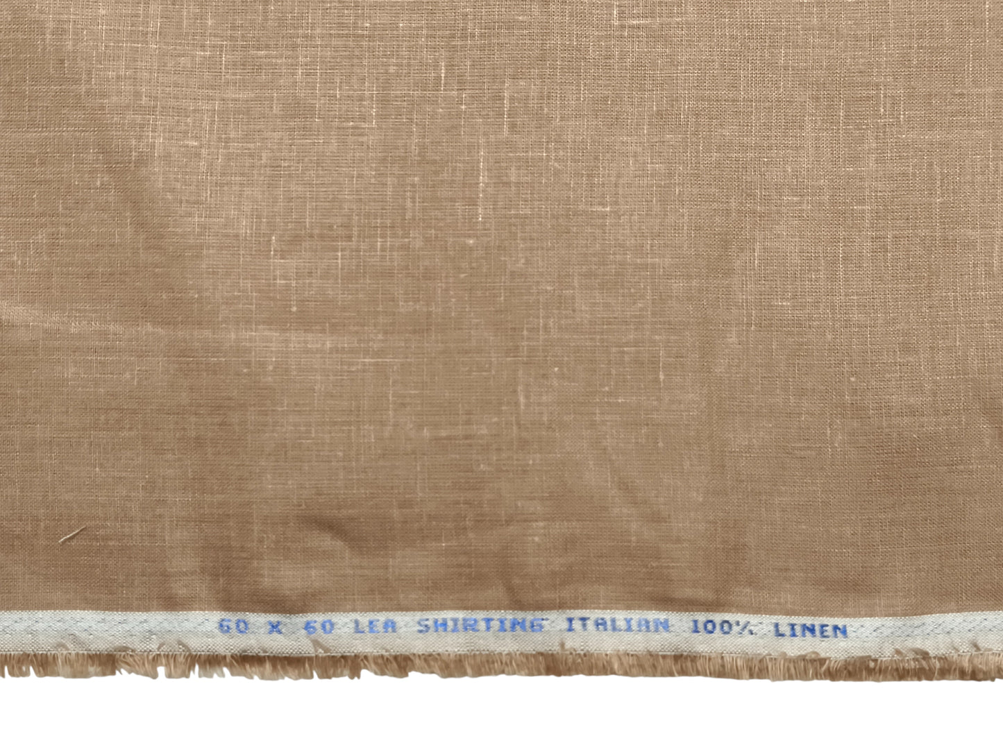 Italian 100% Linen Shirting Fabric 60 LEA (Sand, Plain)