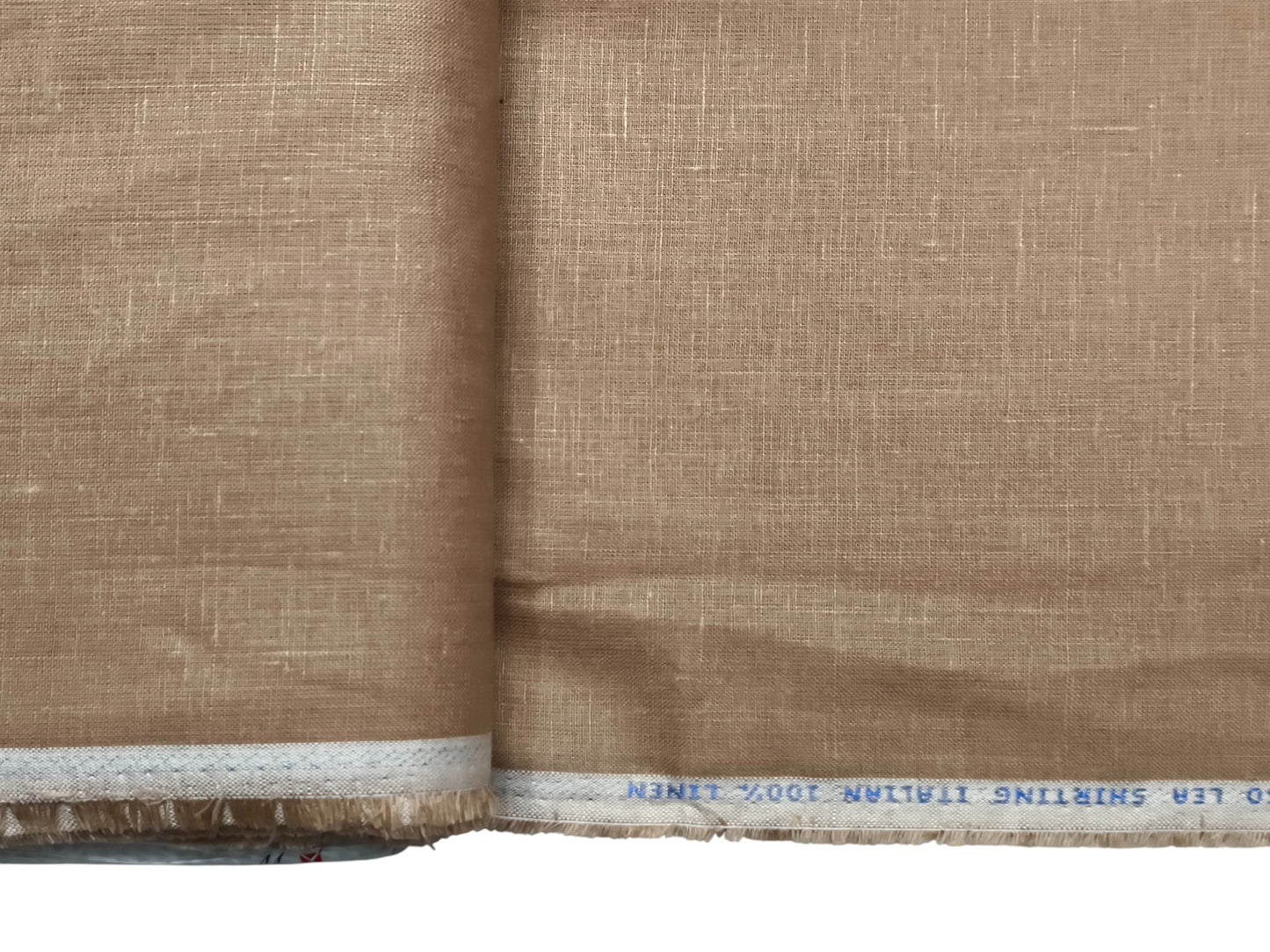 Italian 100% Linen Shirting Fabric 60 LEA (Sand, Plain)