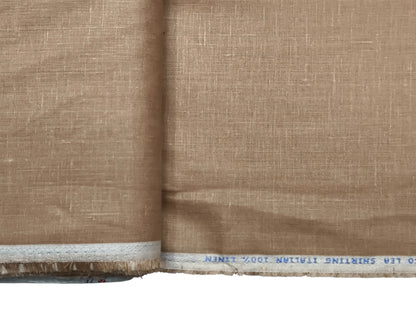 Italian 100% Linen Shirting Fabric 60 LEA (Sand, Plain)