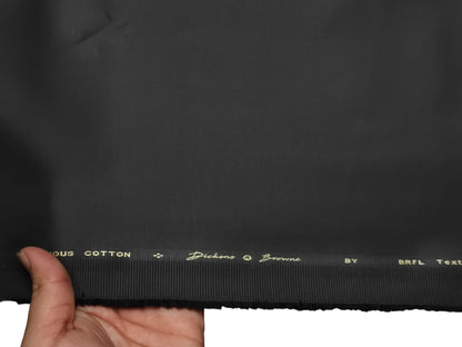 Dickens & Browne 100% Cotton Stretched Suiting Fabric (Dark Grey, Plain)
