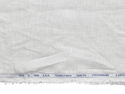 100% Premium European Linen 100 LEA Shirting Fabric (White, Plain)