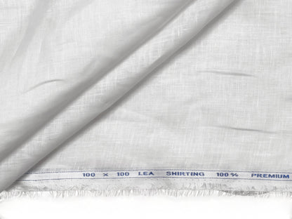 100% Premium European Linen 100 LEA Shirting Fabric (White, Plain)
