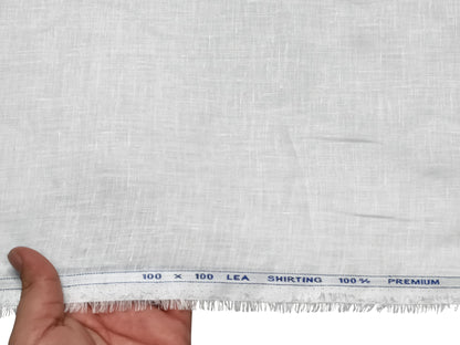 100% Premium European Linen 100 LEA Shirting Fabric (White, Plain)
