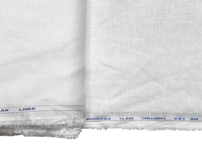 100% Premium European Linen 100 LEA Shirting Fabric (White, Plain)