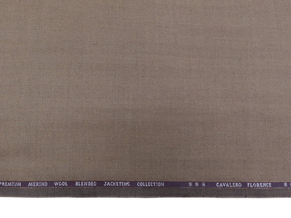 Cavalero Italy Premium Merino Wool Blend Jacketing Fabric Suiting Fabric (Brown, Herringbone)