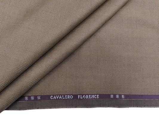 Cavalero Italy Premium Merino Wool Blend Jacketing Fabric Suiting Fabric (Brown, Herringbone)
