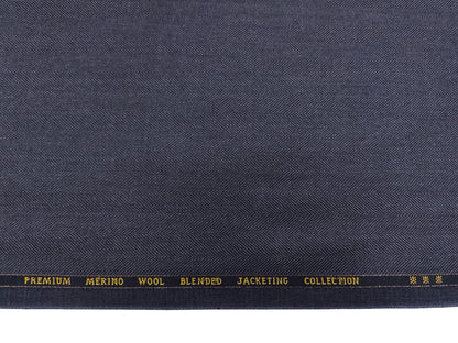 Cavalero Italy Premium Merino Wool Blend Jacketing Fabric Suiting Fabric (Dark Grey, Herringbone)