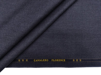 Cavalero Italy Premium Merino Wool Blend Jacketing Fabric Suiting Fabric (Dark Grey, Herringbone)