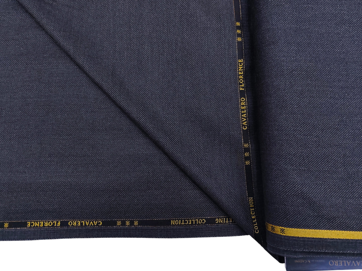 Cavalero Italy Premium Merino Wool Blend Jacketing Fabric Suiting Fabric (Dark Grey, Herringbone)
