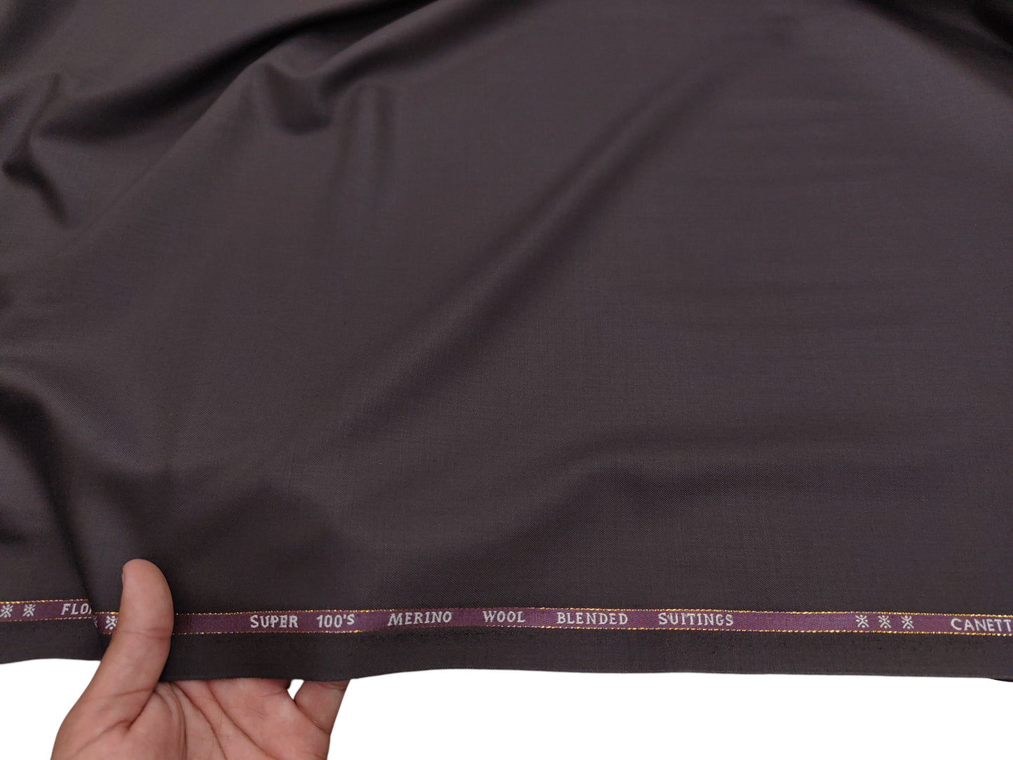 Canetti Italy Super 100s Merino Wool Blend Suiting Fabric (Dark Brown, Plain)