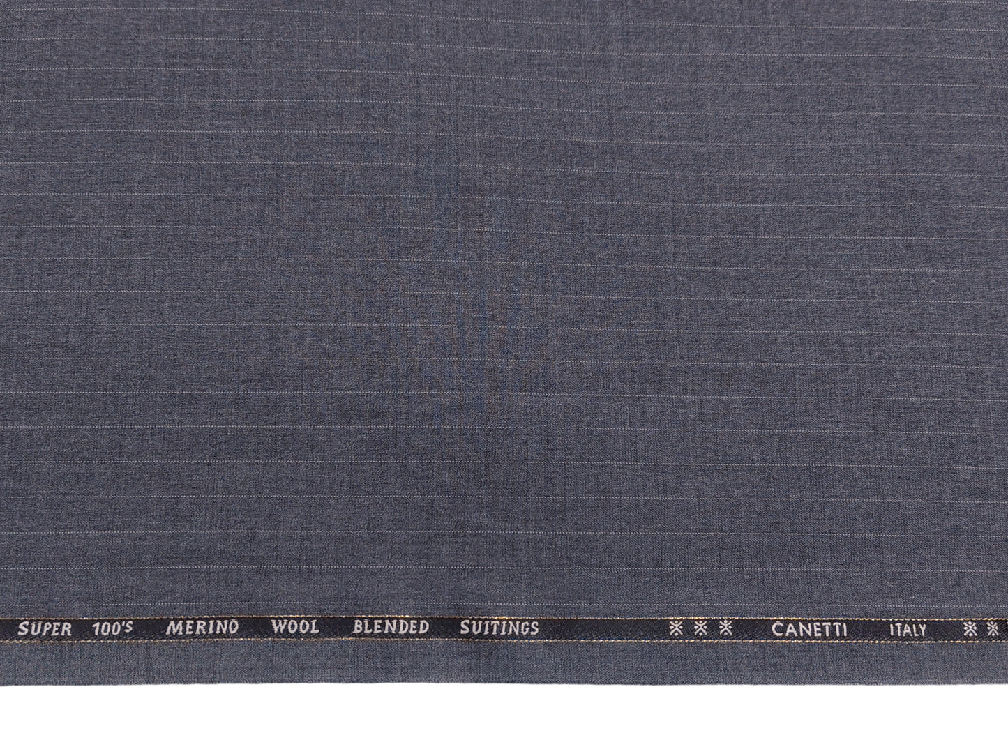 Canetti Italy Super 100s Merino Wool Blend Suiting Fabric (Grey, Pinstripes)