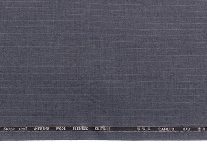 Canetti Italy Super 100s Merino Wool Blend Suiting Fabric (Grey, Pinstripes)