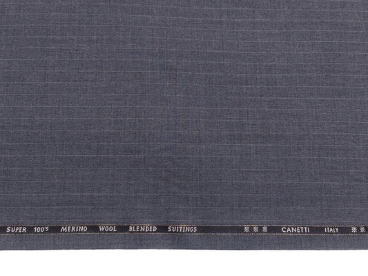 Canetti Italy Super 100s Merino Wool Blend Suiting Fabric (Grey, Pinstripes)