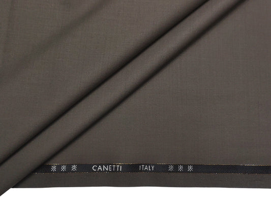 Canetti Italy Super 100s Merino Wool Blend Suiting Fabric (Olive Brown Plain)