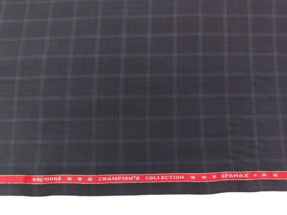 Raymond Spanax Wool Blended Stretched Suiting Fabric (Grey, Checks)