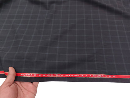 Raymond Spanax Wool Blended Stretched Suiting Fabric (Grey, Checks)