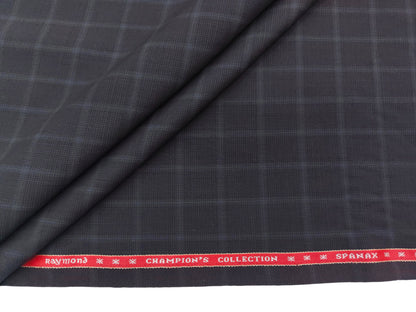 Raymond Spanax Wool Blended Stretched Suiting Fabric (Grey, Checks)
