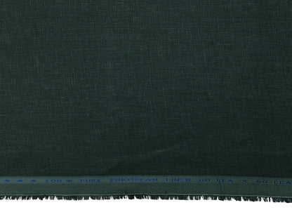100% Pure European Linen 60 LEA Shirting Fabric (Bottle Green, Plain)