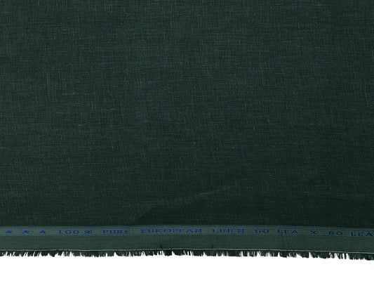 100% Pure European Linen 60 LEA Shirting Fabric (Bottle Green, Plain)