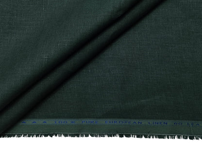100% Pure European Linen 60 LEA Shirting Fabric (Bottle Green, Plain)