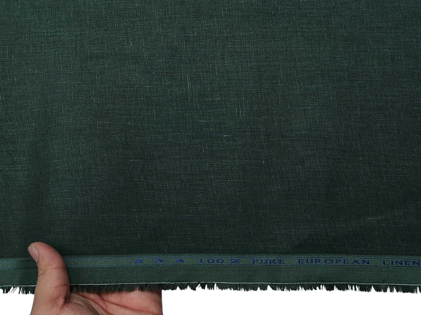 100% Pure European Linen 60 LEA Shirting Fabric (Bottle Green, Plain)