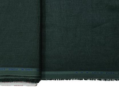 100% Pure European Linen 60 LEA Shirting Fabric (Bottle Green, Plain)