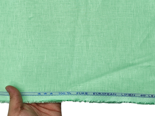 100% Pure European Linen 60 LEA Shirting Fabric (Mint Green, Plain)