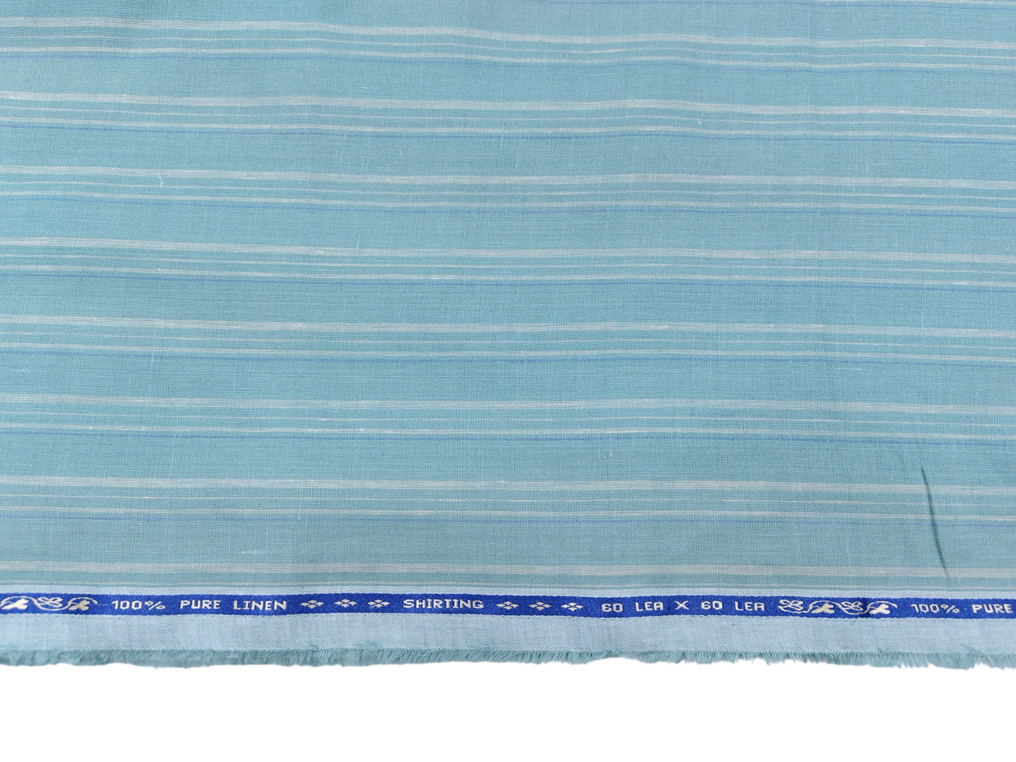 100% Pure Linen 60 LEA Shirting Fabric (Pastel Green, Stripes)