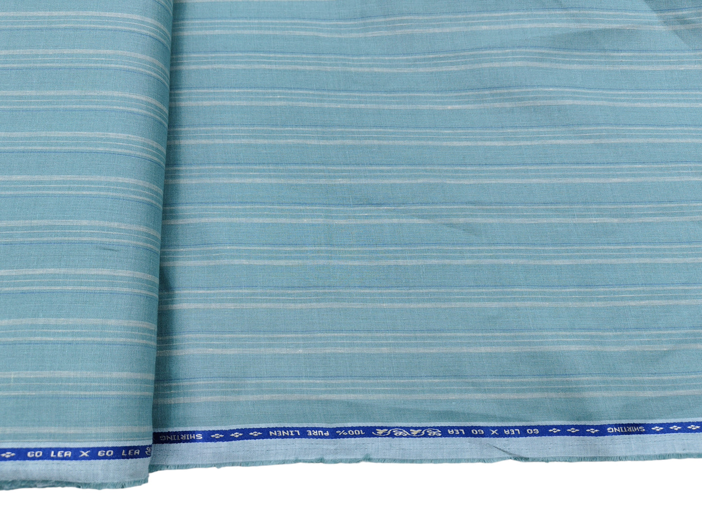 100% Pure Linen 60 LEA Shirting Fabric (Pastel Green, Stripes)