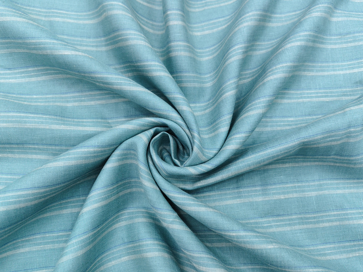 100% Pure Linen 60 LEA Shirting Fabric (Pastel Green, Stripes)