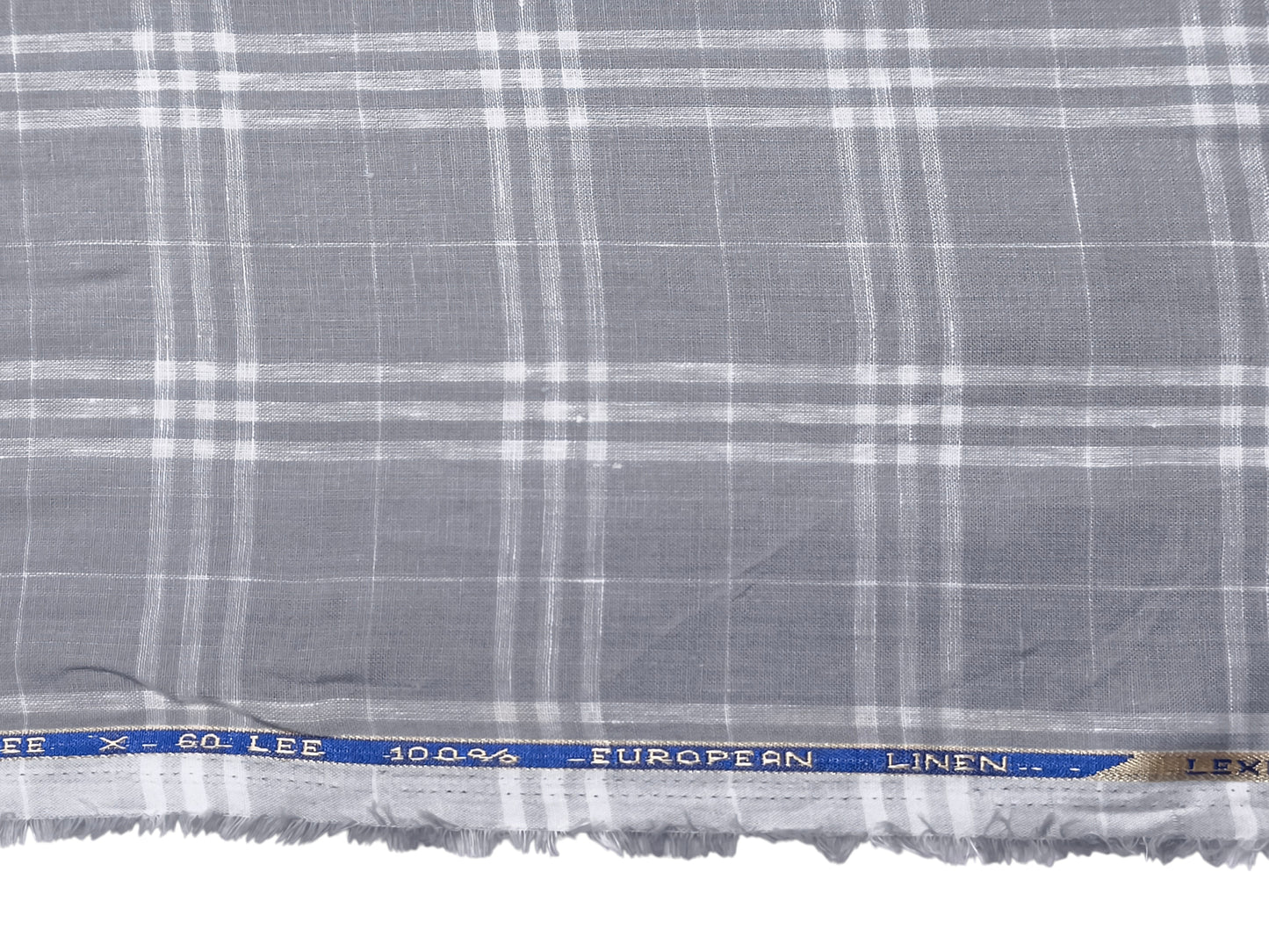 100% Pure Linen 60 LEA Shirting Fabric (Grey, Checks)