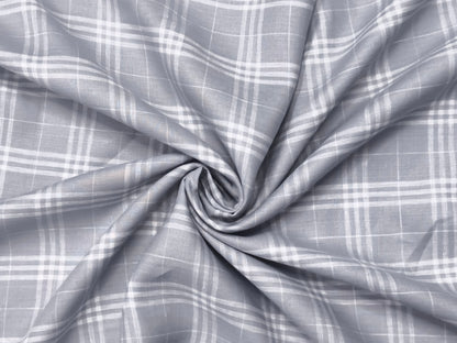 100% Pure Linen 60 LEA Shirting Fabric (Grey, Checks)